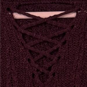 Women's Burgundy Sweater with cut out back and cowl neck L